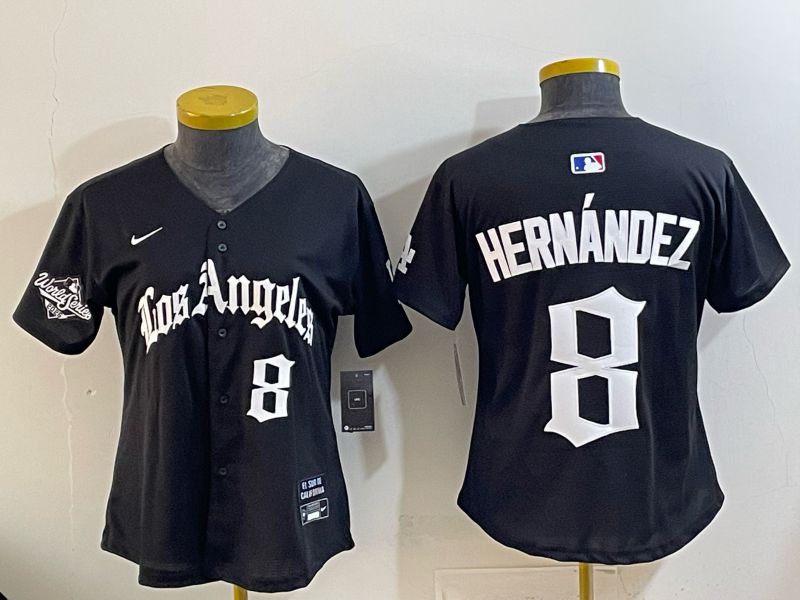 Women Los Angeles Dodgers #8 Hernandez Black 5th Jointly Name 2026 Nike MLB Jersey style 05->women mlb jersey->Women Jersey